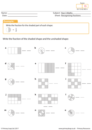 Recognising Fractions 3