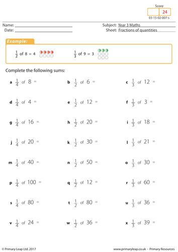 Fractions of Quantities 1 | Teaching Resources