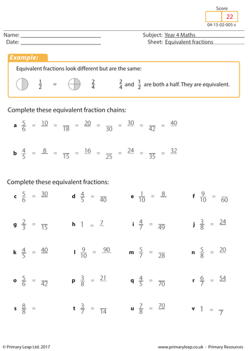 Equivalent Fractions - Year 4 (2)