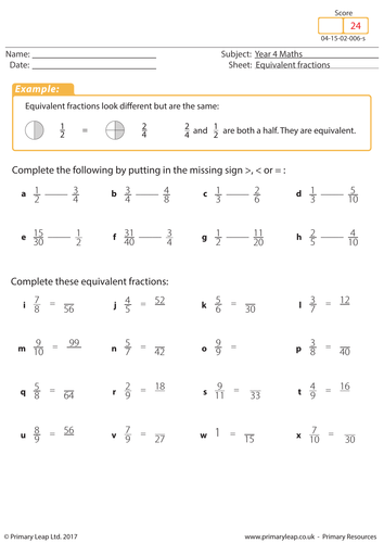 Equivalent Fractions - Year 4 (3)