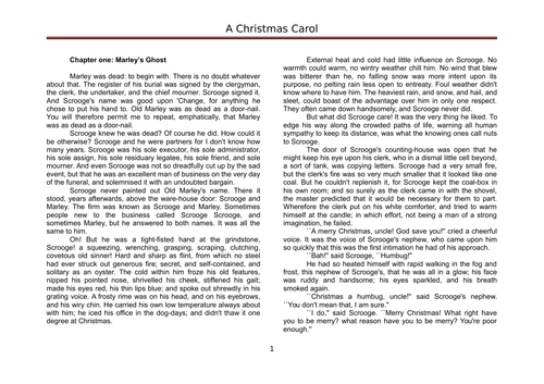 CHristmas Carol lessons for KS3.