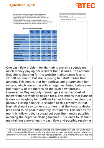 BTEC Level 1/2 Business - Unit 2 Finance - Model Answers for Test Version 3