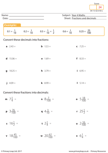 Fractions and Decimals Year 4 (3)