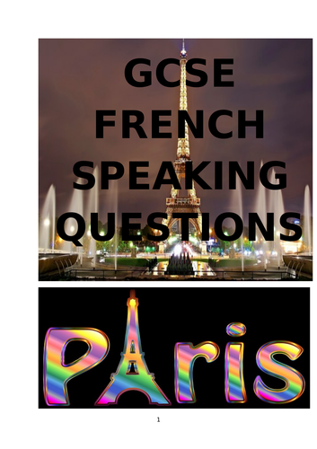 GCSE  FRENCH SPEAKING QUESTIONS