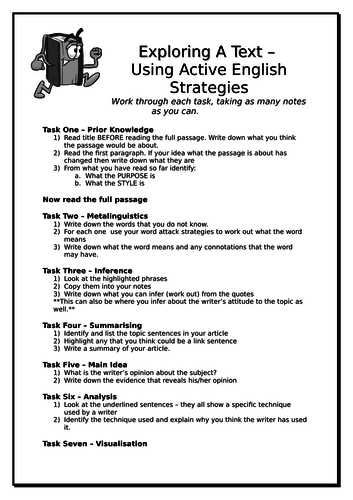 Active Reading - How to Read a Close Reading/Reading for UAE Passage