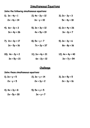 Solving Simultaneous Equations by Elimination