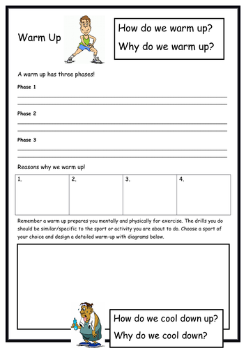 Warm-Up and Cool Down Worksheet - GCSE PE - Edexcel
