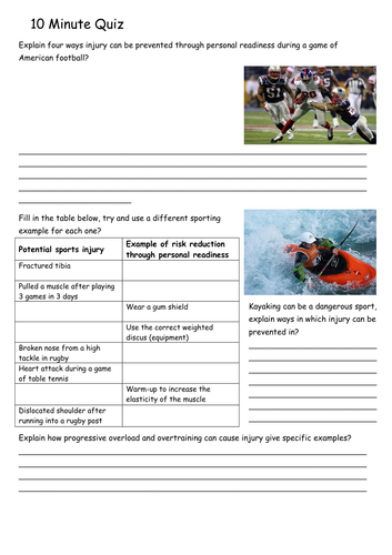 Starter Quiz on Injuries - GCSE PE