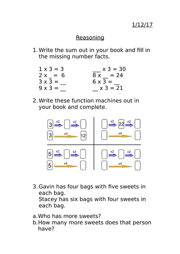 Multiplication and division reasoning MASTERY