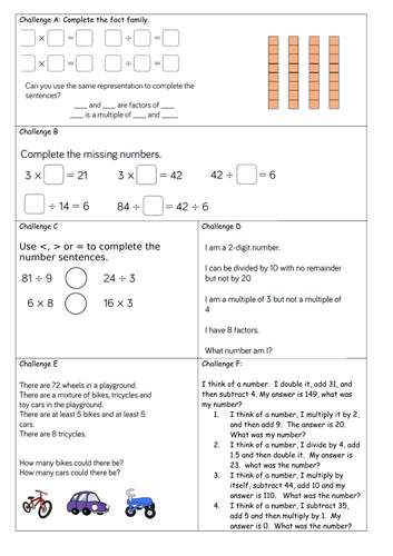 Year 5 Block 4 White Rose Mastery Multiplication and Division Lesson 7 Inverse Operations