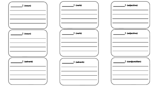 Word Classification and definition template