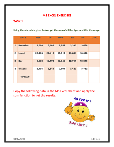 MS EXCEL ASSIGNMENT