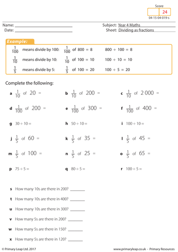 Dividing as Fractions 1