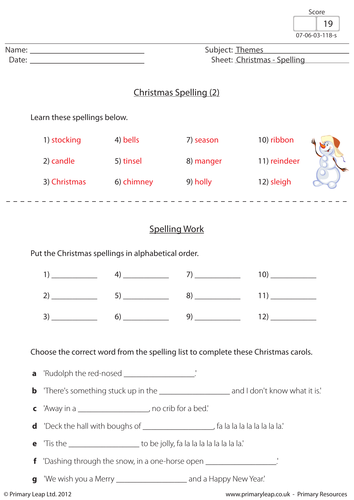 Christmas Spellings 2 | Teaching Resources