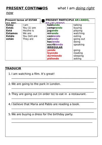 PRESENT CONTINUOS Rules and practice