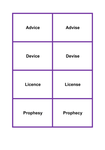 Y5/6 Homophones planning and activities for words ending in -ce/-se