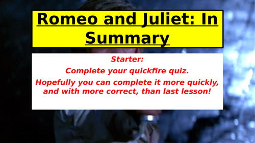 Romeo and Juliet - Revision Flashcards