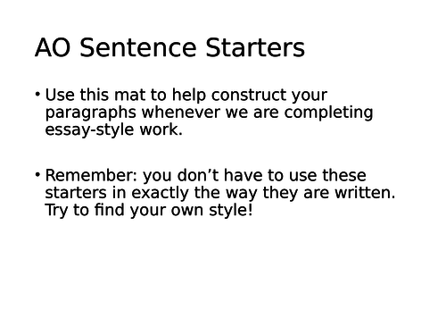 AQA English Literature Starter Mat