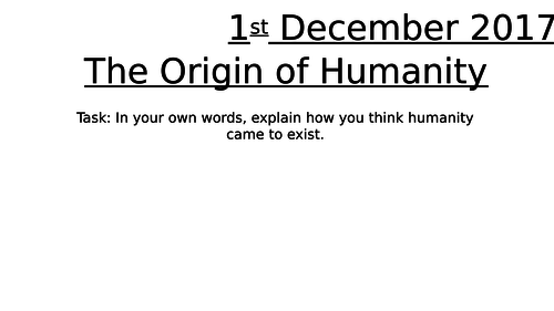GCSE RS:  Origin of Humanity