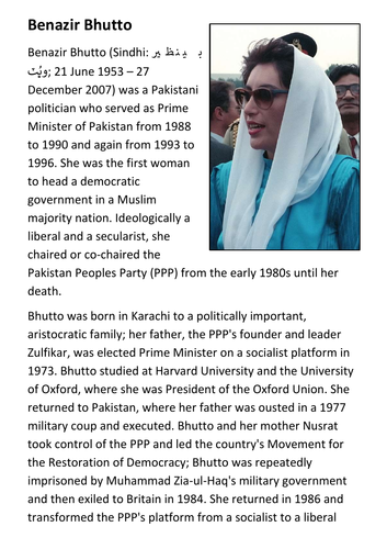 Benazir Bhutto Handout