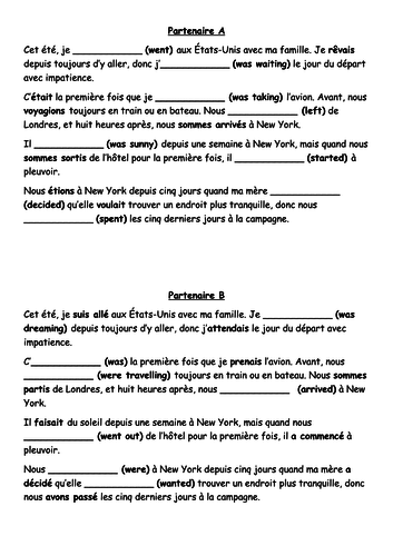French imperfect exercises