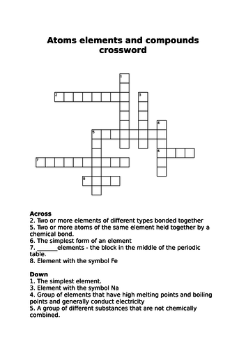 Atomic structure crossword