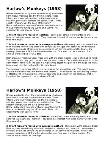 AQA A Level Psychology Attachment Animal Studies Learning Theory