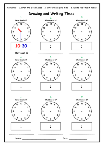 analogue and digital time worksheets teaching resources