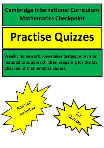 Maths  Revision Quizzes Year 6 Cambridge International Curriculum Checkpoint Exams