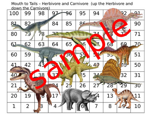 substitution snakes and ladders but with dinosaurs