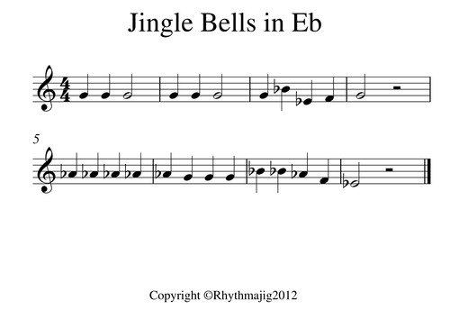 Jingle Bells transposed sheet music