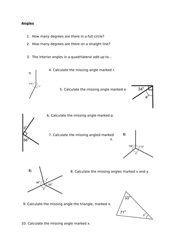 Angle Rules Worksheet