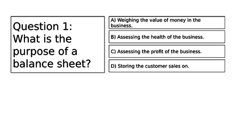 BTEC Business Finance Unit 2 Balance Sheet
