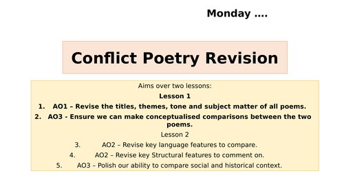 AQA GCSE Conflict Poetry - two revision lessons
