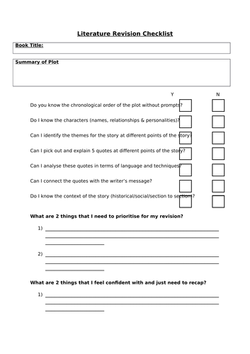 Literature Revision Checklist