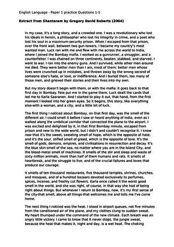 Paper 1 practice texts and questions - AQA English Language