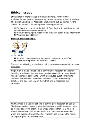 GCSE Sociology AQA - ethical issues