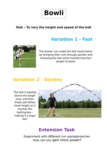 Rounders Bowling Task Card