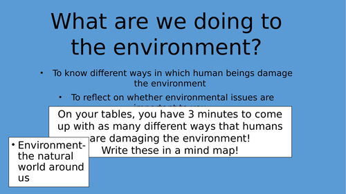 Lesson on what humans are doing to the environment