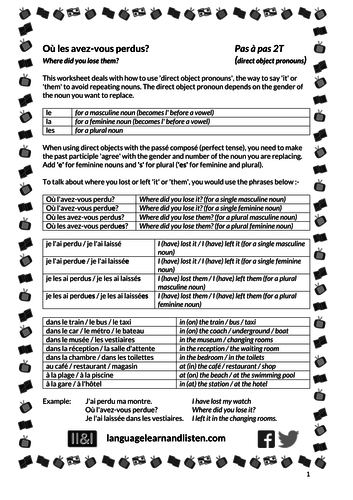 Où les avez-vous perdus? (Where did you lose them?)