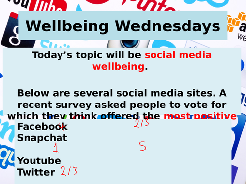 Social media well being tutor time lesson