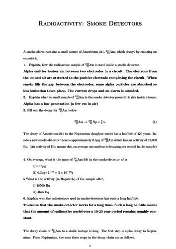 Radioactivity/Nuclear Decay Physics (Smoke detector) Worksheet