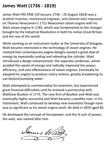 James Watt Handout