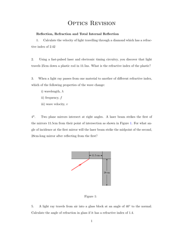 Mixed Optics and Lens Questions (A-Level)