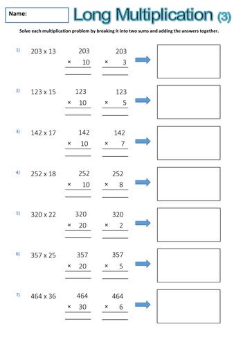 Long Multiplication Worksheets