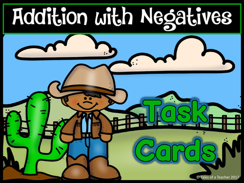 Addition with Negative Integers Task Cards