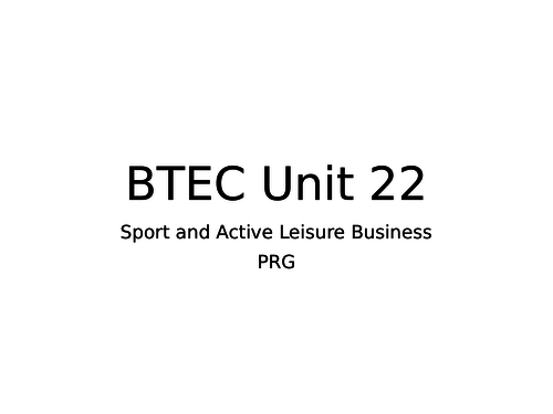 BTEC Sport Unit 22 - Topic A