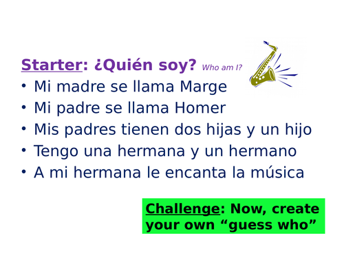 Spanish KS3 - Family description and comparisons BUNDLE - Observation/Ofsted lesson