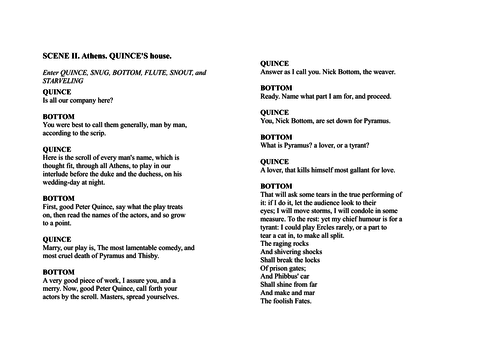 A Midsummer Night's Dream scheme of work including lessons and resources