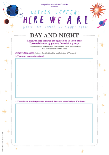 Oliver Jeffers Here We Are Day and Night